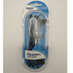 Equate Readers Multipack +1.50 Strength Reading Glasses 3 Pair Silver Tortoise